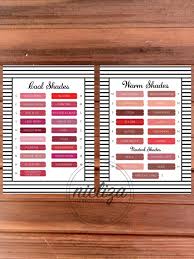 Lipsense Warm Cool Color Guide With Matte Frost And Sheet Labels Color Swatches Lipsense Display Lipsense Color Chart Color Guide