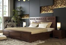 My king size bed has a 6' tall fabric headboard and i have 2 different size night stands. Swirl Bed With Storage Is A Large Kingsizebed With Sleek Design And Thus Makes Perfect Choice Is H Wooden King Size Bed Wooden Bed Design Bed Furniture Design