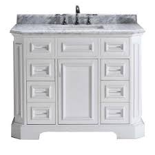 Home Decorators Collection Bristol 42 In Vanity In White With Marble Vanity Top In Carrara White Pebristol42w The Home Depot Marble Vanity Tops Vanity Vanity Top