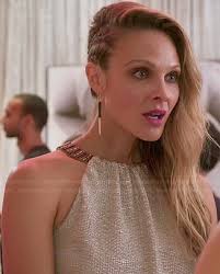 WornOnTV: Phoebe's metallic beaded neck dress