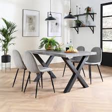 Slender tapered legs keep the look light and sophisticated. Franklin 150cm Concrete Dining Table With 4 Brooklyn Grey Velvet Chairs Furniture And Choice