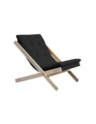 Tissu (100 % polyester), acier★dimensions : Chaise Longue En Tissu Gris Avec Assise Futon Et Pied Bois Noir Boo