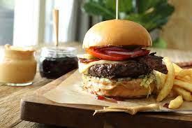 Lazy Dog Restaurant Bar It S Peanut Butter Jelly Time Pb J Burger Grilled Half Pound Beef Patty Candied Bacon Melted Havarti Peanut Butter Grape Jelly Lettuce Tomato Onion