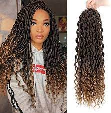 New 6 Packs Lot Wavy Goddess Locs Curly Faux Locs Crochet Hair Soft Synthetic Braiding Hair Exten Curly Faux Locs Braid In Hair Extensions Braids For Long Hair