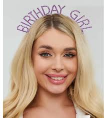 Himarry Mor Renk Kristal Taşlı Parlak Birthday Girl Yazılı Taç 16x17 cm