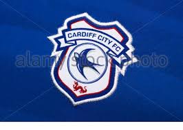The crest consists of a tudor rose and three ostrich feathers, issuing out of a mural crown. Close Up Of Cardiff City Fc Badge Stock Photo Alamy