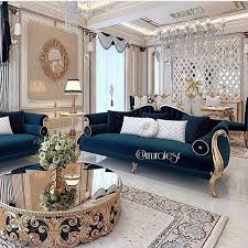 Indigo Blue Royal Couches And Mirror Top Centre Table For Reception Lobby Area Living Room Sofa Design Luxury Sofa Living Room Luxury Living Room