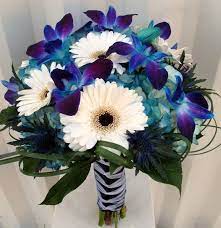 Blue Orchids And White Gerbera Daisies My Wedding Ideas Orchid Bridal Bouquets Blue Orchids Blue Wedding Bouquet