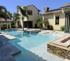 Large Geometric Pool With 360 Degree Spill Spa And Linear Fire Pit Creates An Oasis At This Disney S Golden Oaks Geometric Pool Pool Designs Residential Pool