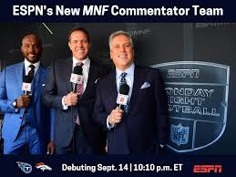 After seven unnerving and uncertain months, pro football finally returned on thursday night. Espn Announces New Monday Night Football Commentator Team For 2020 2021 Season