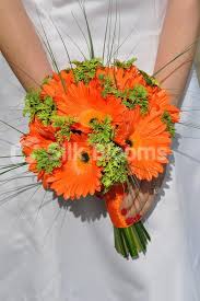 Abriana Bride Zesty Orange Gerbera And Bear Grass Bridal Bouquet Unique Wedding Bouquet Artificial Flowers Wedding Gerbera Bouquet