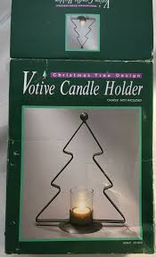 Christmas Tree Traditional Pillar Style Tall Candle Holder Frosted Green Glass For Sale Online Ebay
