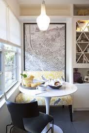 This Small Modern Breakfast Nook Design Has Blended The Colours Of The Artwork And Yellow Furniture Be Breakfast Nook Table Dining Table Breakfast Nook Seating