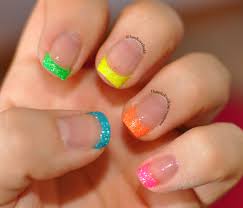 Neon French Tip With Animal Print And Neon Glitter Happilyeverose Neon pink leopard nail art / nailsome.