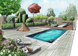 Discover & fall in love with landscape watercolor painting! Landscape Architecture Plan Design In The Courtyard For Villa Landscape Design Project Stock Illustration Illustration Of Industry Elements 119871336