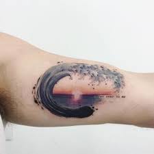 Sunset In Waves Done By Tattoojune Latattoo Latattooartist Latattooshop Latattoostudio W Colour Tattoo For Women Skin Color Tattoos Korean Tattoo Artist