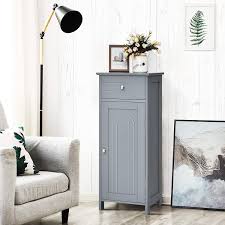 The wide, sturdy surface supports large televisions, and two side cabinets provide plenty of space for game consoles and receivers. Home Kitchen Tangkula Bathroom Floor Cabinet Free Standing Single Door Floor Storage Cabinet With Large Drawer 2 Adjustable Shelves For Bedroom Living Room Wooden Side Storage Organizer Unit Black Furniture