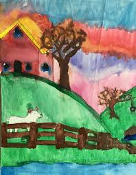 Watercolor Landscape Terms Foreground Middle Ground Background Local Color Atmospheric Perspective Blending Collage Illustration Art Lessons Art