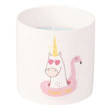 Bougie Parfumee En Ceramique Blanche Imprime Licorne Sur Maisons Du Monde Piochez Parmi Nos Meubles Et Objets Deco Et Faites Le Plein D Inspiration Acessorios