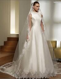 25 satin fit flare illusion spitzenkleid mit hohem. Kragen A Linie Brautkleid Hochzeitskleid Patricia Gr 34 Gr 58