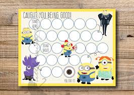 kids reward chart minions reward chart printable