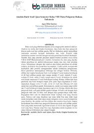 By bangjago 2 january 2021, 13:46 Pdf Analisis Butir Soal Ujian Semester Kelas Viii Mata Pelajaran Bahasa Indonesia