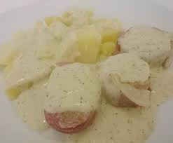 Schweinefilet Im Speckmantel Mit Kartoffeln In Pfefferrahmsosse Rezept Schweine Filet Schweinefilet Schweinefilet Rezepte