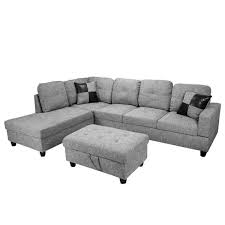 We did not find results for: Star Home Living 3 Piece Light Gray Linen 4 Seater L Shaped Left Facing Chaise Sectional Sofa With Ottoman Sh118a The Home Depot