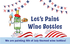 Let's Paint 4th of July Themed Wine Bottles