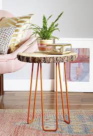 Diy Tree Slab Side Table In Redbook Emily Henderson Diy Side Table Diy Furniture Natural Home Decor