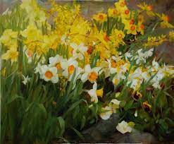 Oil Paintings Of Pansies Kathy Anderson Daffodils And Pansies Oil Flower Painting Madison Art Daffodils