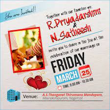 Priya Satheesh Wedding Invitation Wedding Invitations Invitations Nagercoil