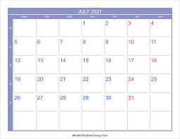 Each quarter of the year is arranged. 2021 July Calendar With Week Numbers Whatisthedatetoday Com