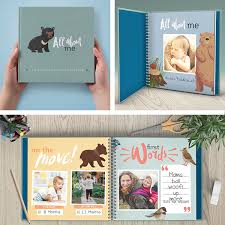 It's never been easier customizing a photo book! First Year Baby Memory Journal Book Photo Milestone Scrapbook Fox Bear Woodland Rubyroo Baby