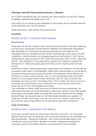 Literatuur lijst NLP-Practitioners Centrum Lifepoint Dit is GEEN  uitputtende lijst, dit is slechts een kleine selectie van all