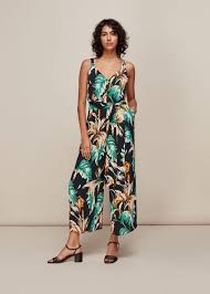 Green Multi Tropical Floral Jumpsuit Whistles Whistles