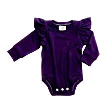 plum long sleeve ruffle leo for girls purple bodysuit for toddlers solid flutter sleeve baby leotard preemie girls clothes