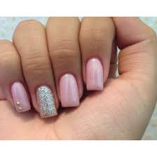 Light Pink Gel Nails With A Silver Glitter Accent Nail Gel Nails Coffin Nails Designs Accent Nails