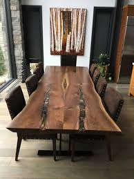 Black Walnut Live Edge Table Resin Tables River Rock Inlay Etsy In 2020 Live Edge Dining Table Live Edge Table Large Dining Table