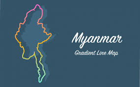 Physical map of myanmar showing major cities, terrain, national parks, rivers, and surrounding countries with international borders and outline maps. Outline Style Myanmar Map Vector Myanmar Graphic