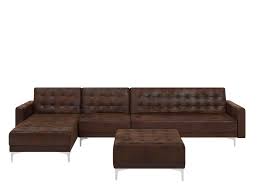 From soft chenille and genuine leather to polyester and hardwoods, our selection of materials will match any living room furniture set or color theme. Right Hand Modular Faux Leather Sofa With Ottoman Brown Aberdeen Beliani De