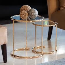 5 out of 5 stars. Set Of 2 Nested Round End Tables In Gold Metal Frame Danya B