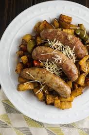 Roasted Italian Sausages With Potatoes Peppers And Onions In 2020 Quick Healthy Meals Stuffed Peppers Recipes
