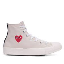 Black And White Chucks With Red Heart Cdg Converse Small Heart High White Black High Top Shoes White High Top Sneakers High Top Sneakers