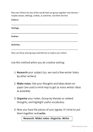 Because haiku are simple poems, they are a great way of expressing your feelings about someone. Creative Writing Winter Haiku Poem Classroom Posters Worksheet Templates Layouts Writ 103302 2 English Esl Worksheets For Distance Jaimie Bleck