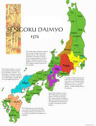 Map of japan single color states/provinces. Sengoku Daimyo 1572 Japanese History Japan History Historical Japan