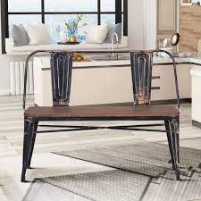 Stained seat and backrest ‒ seat and backrest made from natural oak plywood stained with the finishes of our collection. Festnight Rustic Bench Iron Frame Bamboo Seat Dining Table Bench With Backrest Industrial Style Home Entryway Living Room Kitchen Furniture Brown 42 X 16 X 33 Inches L X W X H