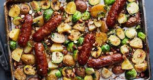 Sheet Pan Sausages And Brussels Sprouts With Honey Mustard Recipe Recipe In 2021 Honey Mustard Recipes Nyt Cooking Sheet Pan Dinners