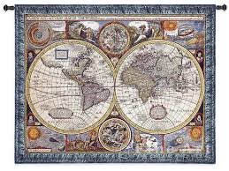 Beautiful and unique home décor throw pillow featuring antique world map print from 1564. Antique World Map Tapestry Olde World Globe Countries New 45x37 Wall Hanging Ebay World Map Tapestry Antique World Map Antique Map