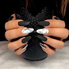 Almond Shaped Acrylic Nails With Black Tips 67 Short And Long Almond Shape Acrylic Nail Designs Awimina Blog Almond Acrylic Nails Gothic Nails Chrome Nails